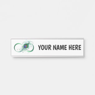 Unendlichkeitssymbol mit Peacock Feather Türschild