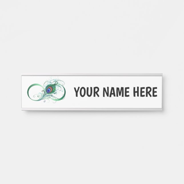 Unendlichkeitssymbol mit Peacock Feather Türschild (Vorderseite )