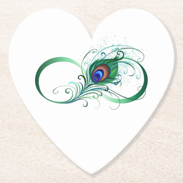 Unendlichkeitssymbol mit Peacock Feather Untersetzer (Vorderseite)