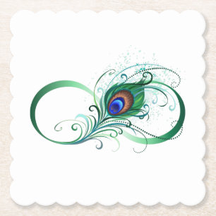 Unendlichkeitssymbol mit Peacock Feather Untersetzer