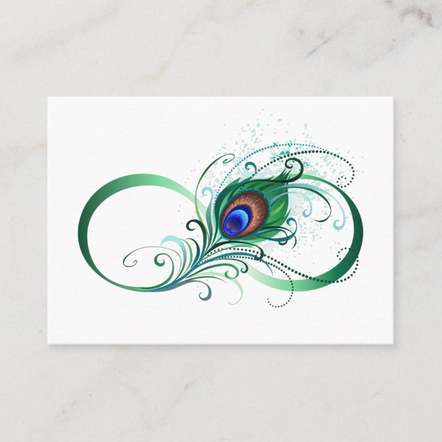 Unendlichkeitssymbol mit Peacock Feather Visitenkarte (Vorderseite)