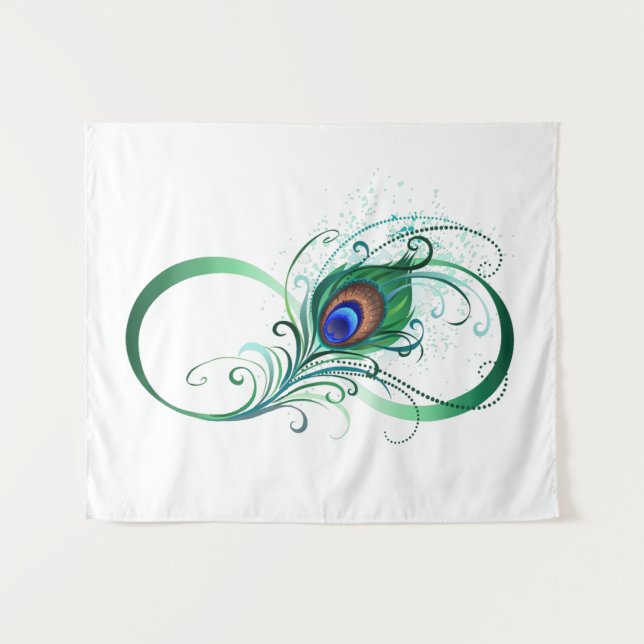 Unendlichkeitssymbol mit Peacock Feather Wandteppich (Vorderseite (Horizontal))