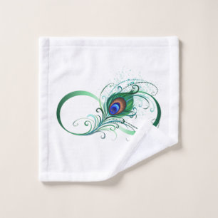 Unendlichkeitssymbol mit Peacock Feather Waschlappen