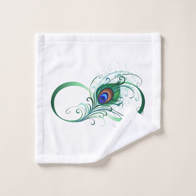 Unendlichkeitssymbol mit Peacock Feather Waschlappen (Waschlappen)
