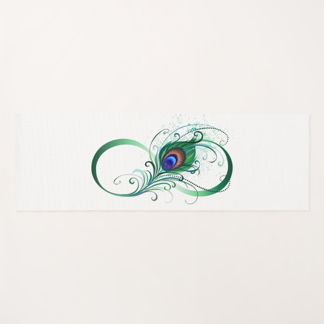 Unendlichkeitssymbol mit Peacock Feather Yogamatte (Vorderseite (Horizontal))