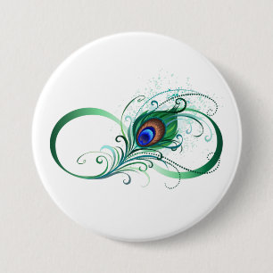 Unendlichkeitssymbol mit Pfauenfeder Button