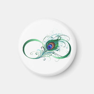 Unendlichkeitssymbol mit Pfauenfeder Magnet