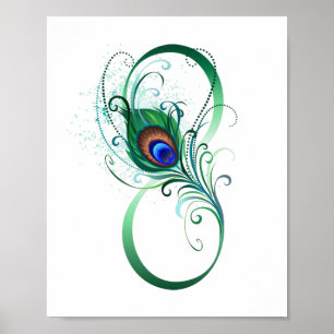 Unendlichkeitssymbol mit Pfauenfeder Poster