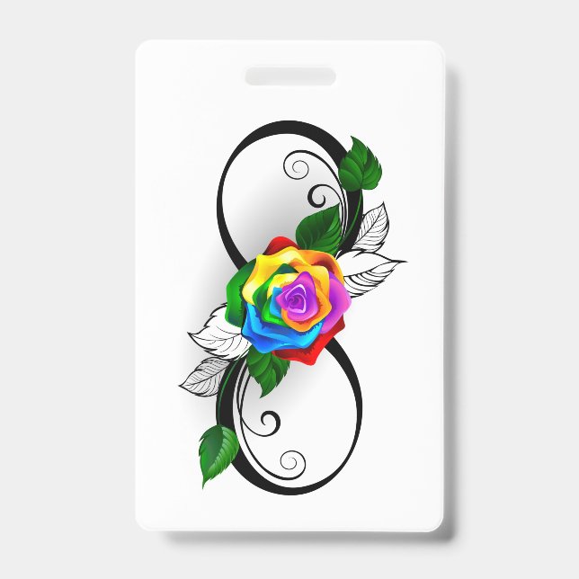 Unendlichkeitssymbol mit Rainbow-Rose Ausweis (Vorderseite)
