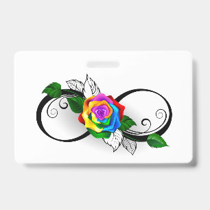 Unendlichkeitssymbol mit Rainbow-Rose Ausweis