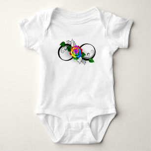 Unendlichkeitssymbol mit Rainbow-Rose Baby Strampler