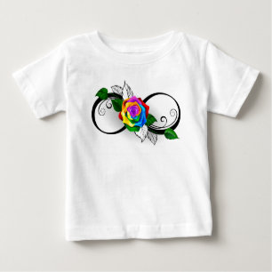 Unendlichkeitssymbol mit Rainbow-Rose Baby T-shirt