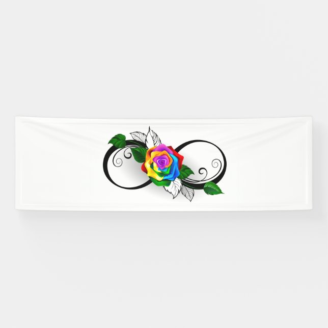 Unendlichkeitssymbol mit Rainbow-Rose Banner (Horizontal)