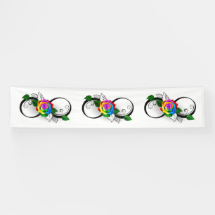 Unendlichkeitssymbol mit Rainbow-Rose Banner