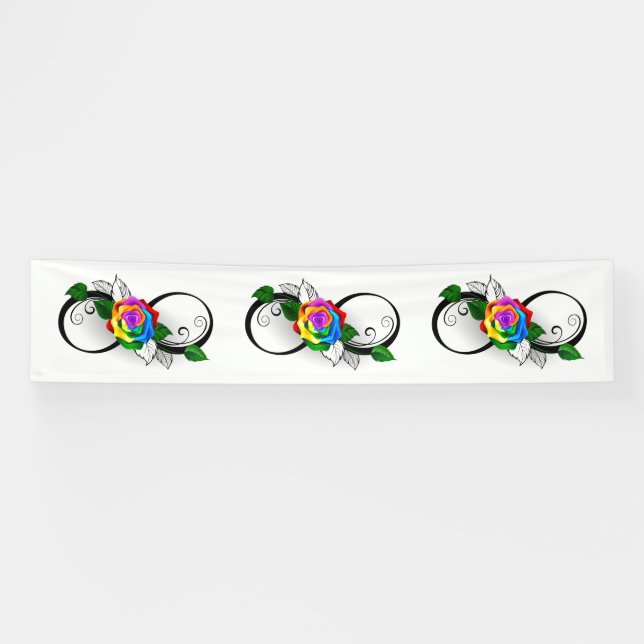 Unendlichkeitssymbol mit Rainbow-Rose Banner (Horizontal)
