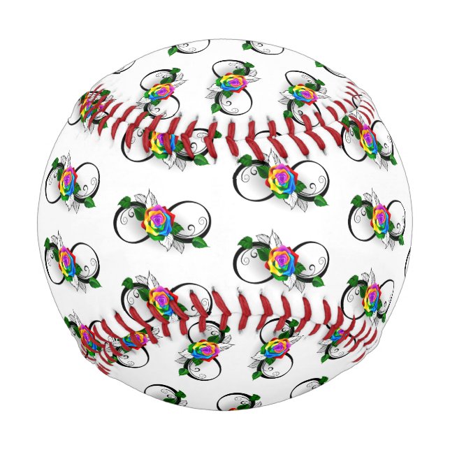Unendlichkeitssymbol mit Rainbow-Rose Baseball (Vorderseite)