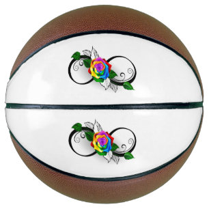 Unendlichkeitssymbol mit Rainbow-Rose Basketball