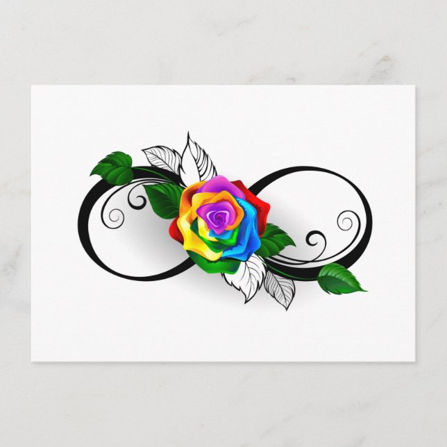 Unendlichkeitssymbol mit Rainbow-Rose Begleitkarte (Vorderseite)