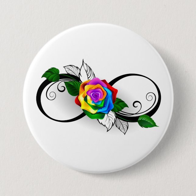 Unendlichkeitssymbol mit Rainbow-Rose Button (Vorderseite)