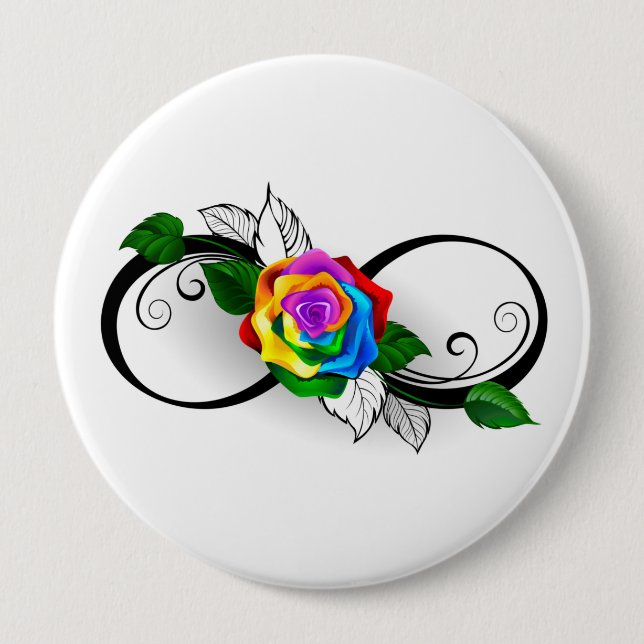 Unendlichkeitssymbol mit Rainbow-Rose Button (Vorderseite)