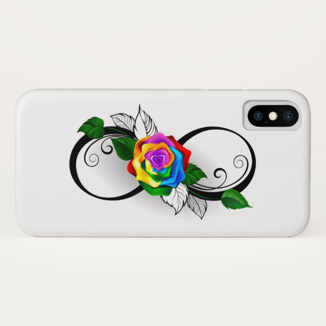 Unendlichkeitssymbol mit Rainbow-Rose Case-Mate iPhone Hülle (Rückseite (Horizontal))