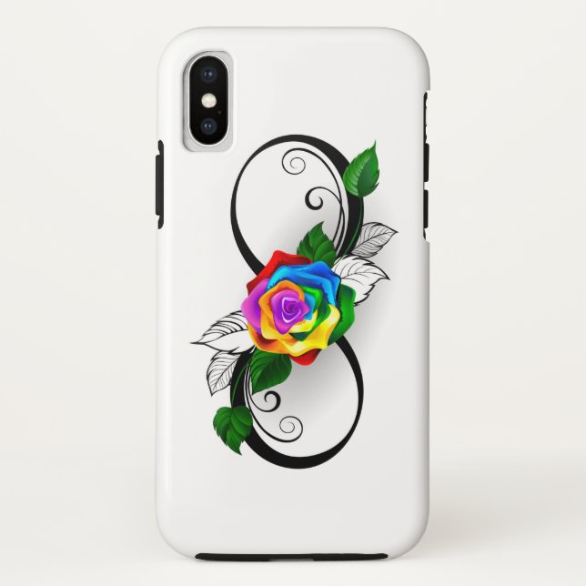 Unendlichkeitssymbol mit Rainbow-Rose Case-Mate iPhone Hülle (Rückseite)