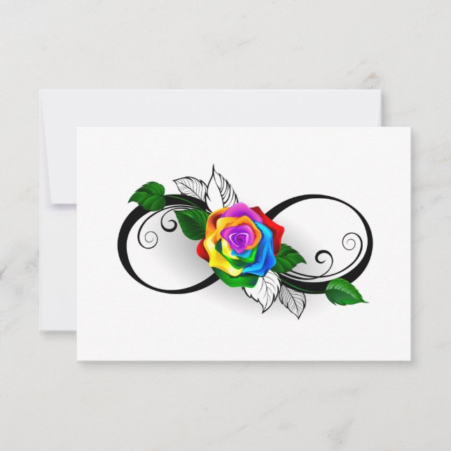 Unendlichkeitssymbol mit Rainbow-Rose Dankeskarte (Vorderseite)