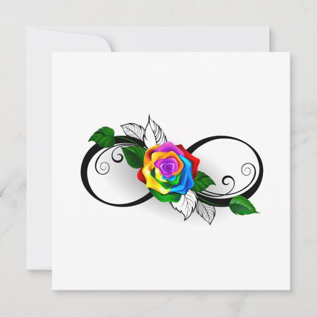 Unendlichkeitssymbol mit Rainbow-Rose Dankeskarte (Vorderseite)