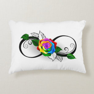 Unendlichkeitssymbol mit Rainbow-Rose Dekokissen