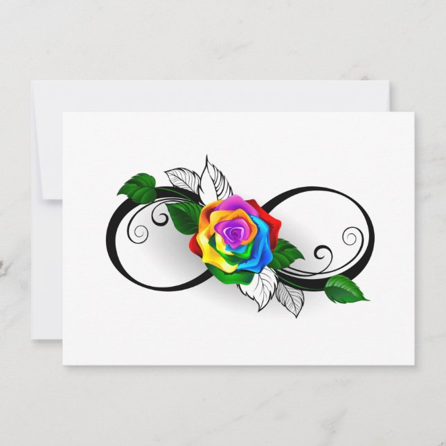 Unendlichkeitssymbol mit Rainbow-Rose Einladung (Vorderseite)