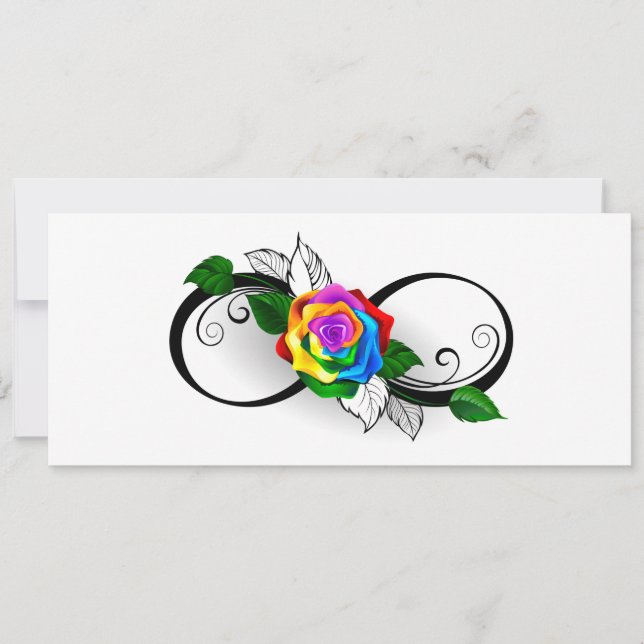 Unendlichkeitssymbol mit Rainbow-Rose Einladung (Vorderseite)