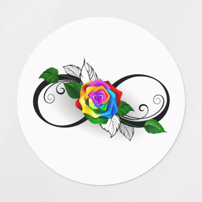 Unendlichkeitssymbol mit Rainbow-Rose Etiketten (Design 1)