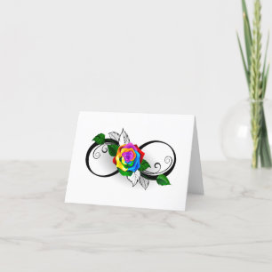 Unendlichkeitssymbol mit Rainbow-Rose Feiertagskarte