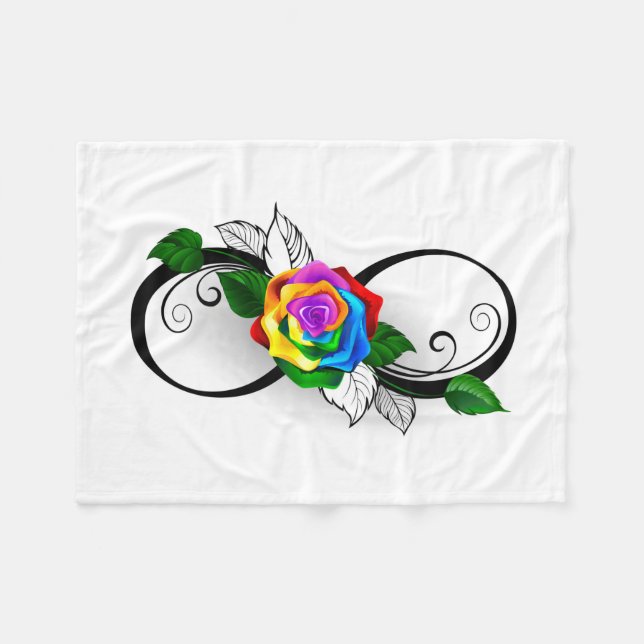 Unendlichkeitssymbol mit Rainbow-Rose Fleecedecke (Vorderseite (Horizontal))