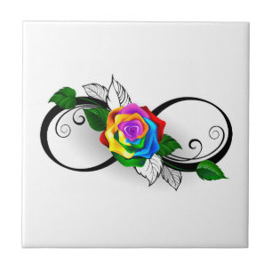 Unendlichkeitssymbol mit Rainbow-Rose Fliese