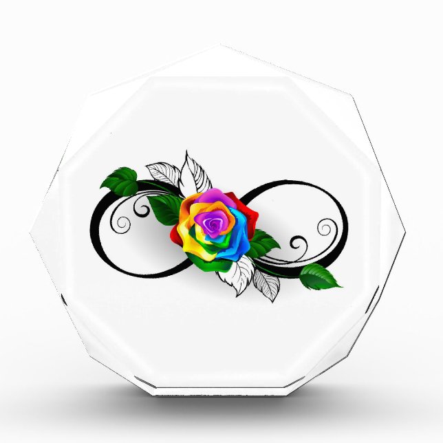 Unendlichkeitssymbol mit Rainbow-Rose Fotoblock (Vorderseite)
