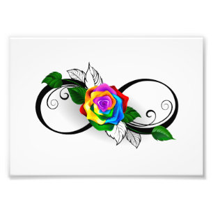 Unendlichkeitssymbol mit Rainbow-Rose Fotodruck