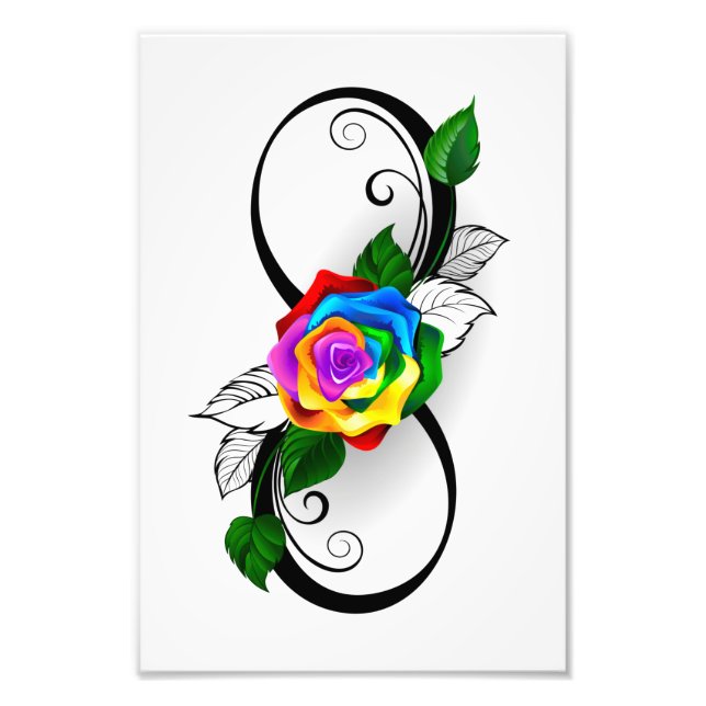 Unendlichkeitssymbol mit Rainbow-Rose Fotodruck (Vorne)