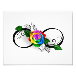 Unendlichkeitssymbol mit Rainbow-Rose Fotodruck