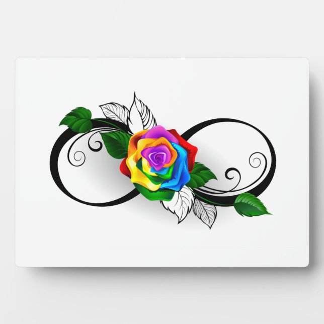 Unendlichkeitssymbol mit Rainbow-Rose Fotoplatte (Vorderseite)
