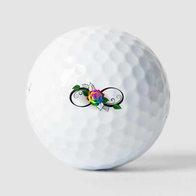 Unendlichkeitssymbol mit Rainbow-Rose Golfball (Vorderseite)