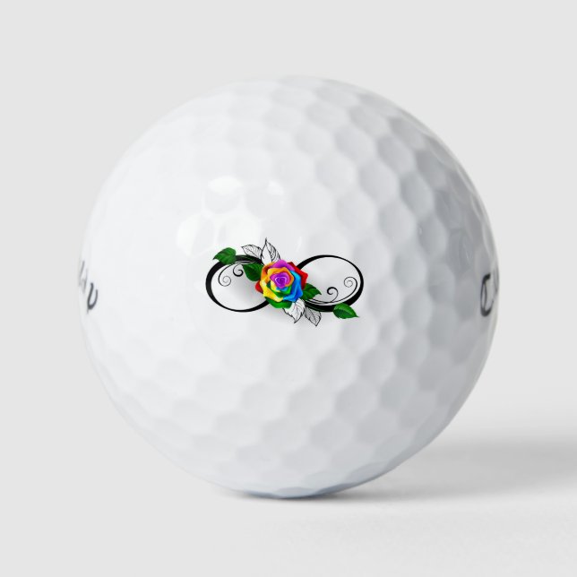 Unendlichkeitssymbol mit Rainbow-Rose Golfball (Vorderseite)