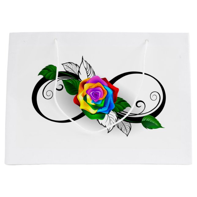 Unendlichkeitssymbol mit Rainbow-Rose Große Geschenktüte (Vorderseite)