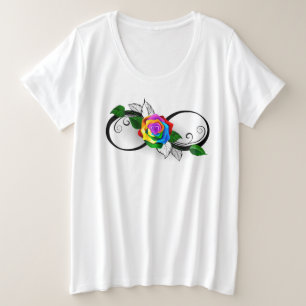 Unendlichkeitssymbol mit Rainbow-Rose Große Größe T-Shirt