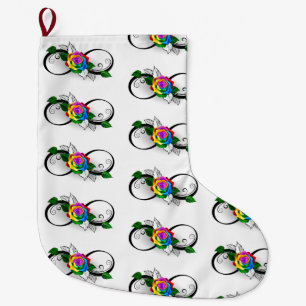 Unendlichkeitssymbol mit Rainbow-Rose Großer Weihnachtsstrumpf