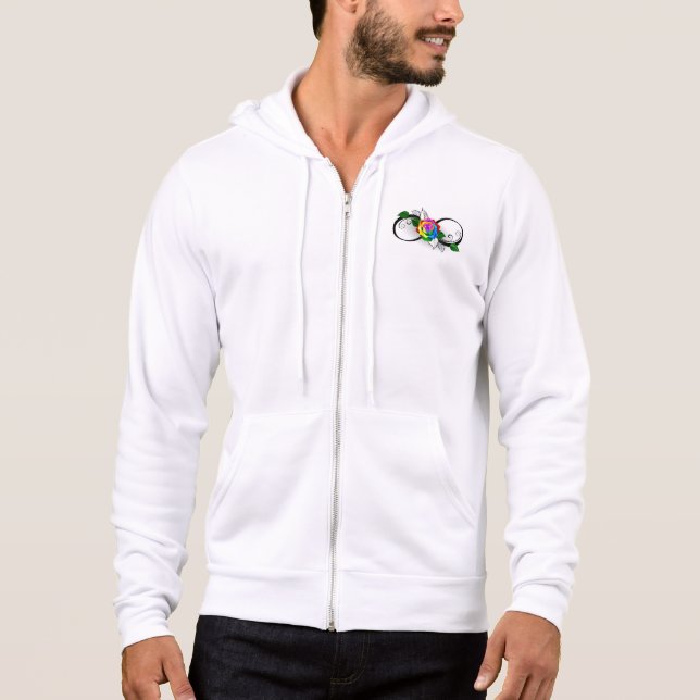 Unendlichkeitssymbol mit Rainbow-Rose Hoodie (Vorderseite)