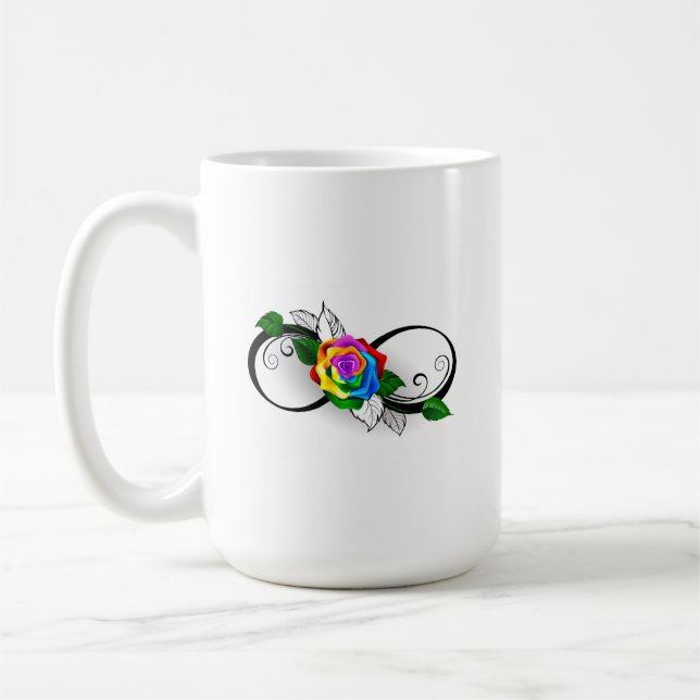 Unendlichkeitssymbol mit Rainbow-Rose Kaffeetasse (Links)