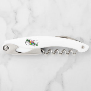 Unendlichkeitssymbol mit Rainbow-Rose Kellnermesser