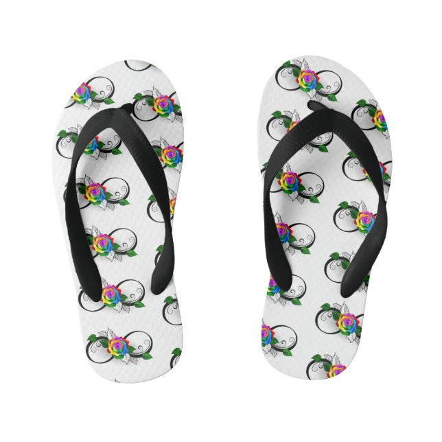 Unendlichkeitssymbol mit Rainbow-Rose Kinderbadesandalen (Fußbett)