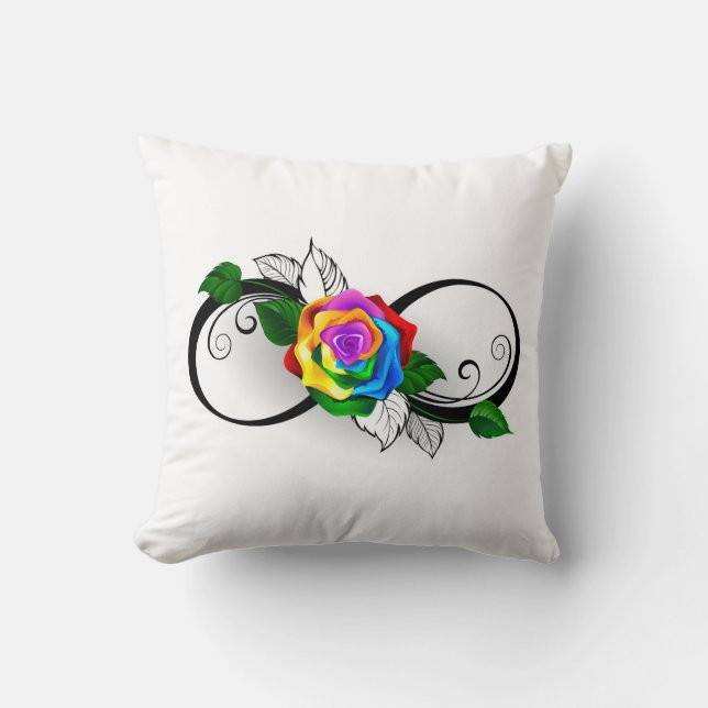 Unendlichkeitssymbol mit Rainbow-Rose Kissen (Vorderseite)